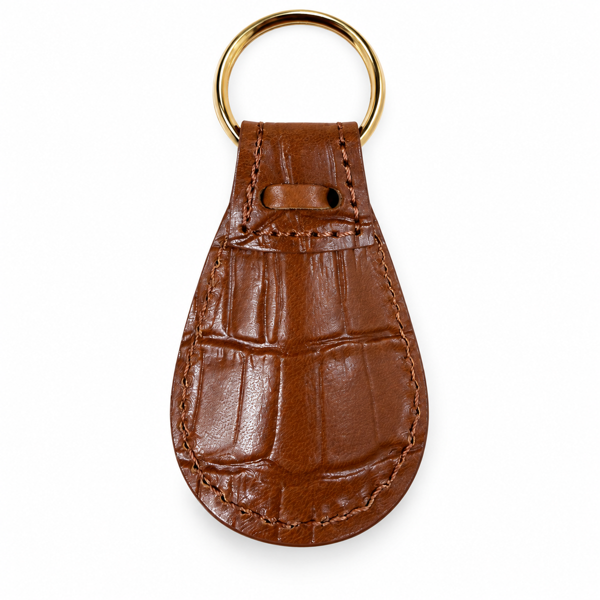 Columbus crocodile-embossed leather pocket shoehorn — Brown, back view