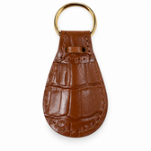 Columbus crocodile-embossed leather pocket shoehorn — Brown, back view