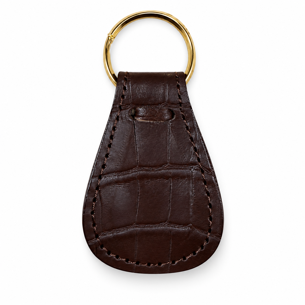 Columbus crocodile-embossed leather pocket shoehorn — Dark Brown, back view