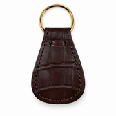 Columbus crocodile-embossed leather pocket shoehorn — Dark Brown, back view