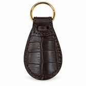 Columbus crocodile-embossed leather pocket shoehorn — Dark Brown, front view