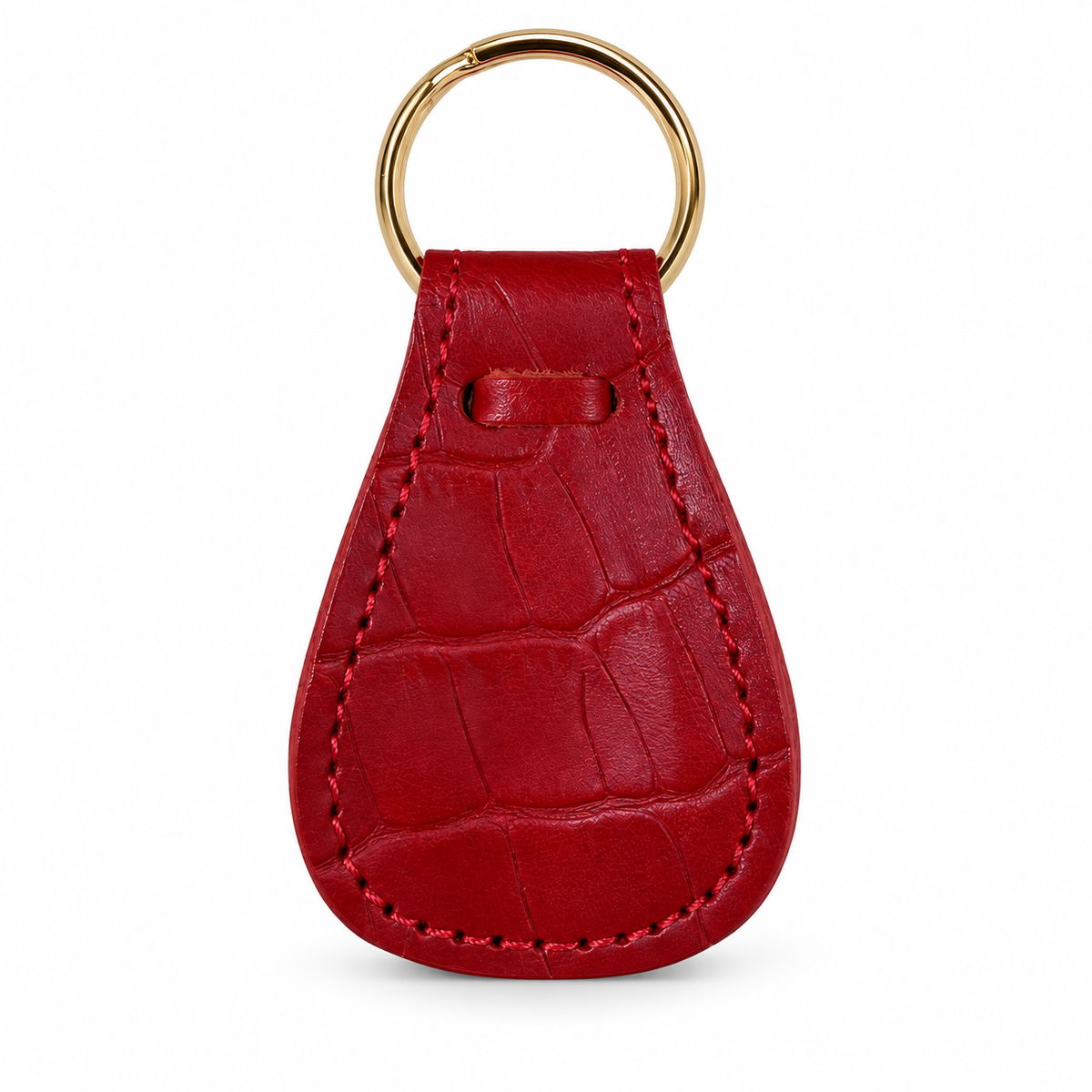 Columbus crocodile-embossed leather pocket shoehorn — Red, front view