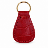 Columbus crocodile-embossed leather pocket shoehorn — Red, front view