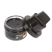 Tarrago shoe cream in black jar with applicator lid, premium leather care product for shoe repair and conditioning