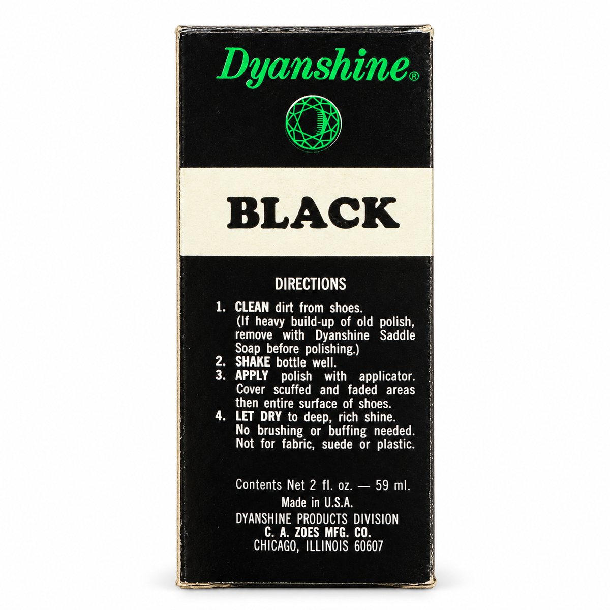 Dyanshine Self-Shining Shoe Polish, Black – directions and manufacturer information