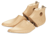 Wooden shoe trees for leather shoe care and shape preservation