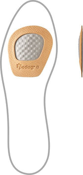 Pedag heel cushion insert for shoe comfort and support, featuring textured gel pad and leather-like backing