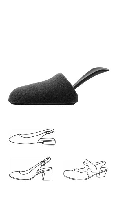 Pedag Round Sling foam shoe tree with handle for open-back shoes