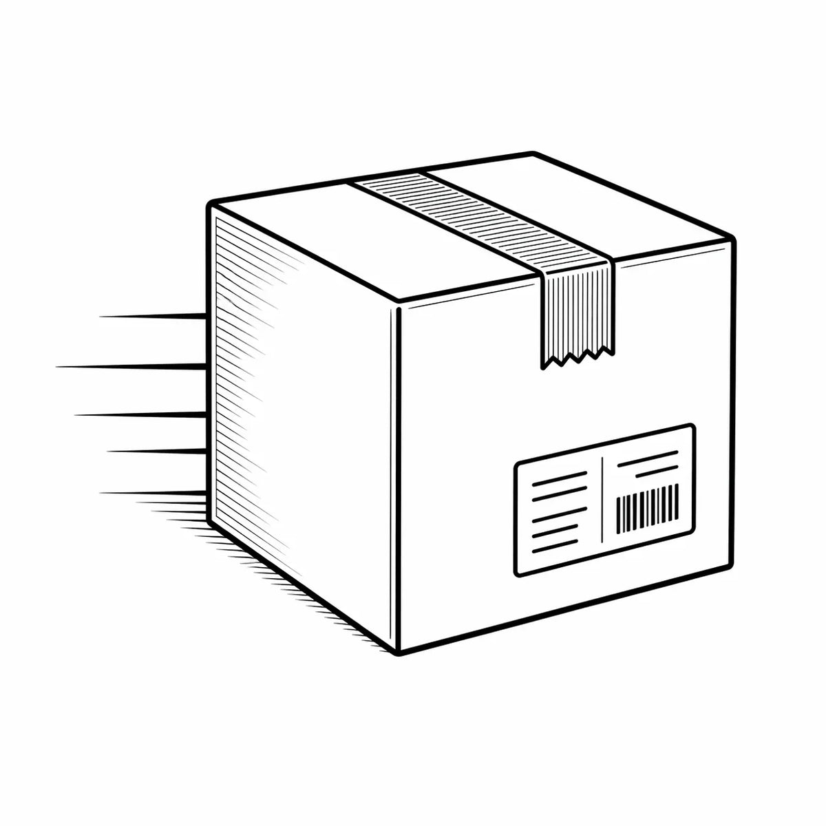 Illustration of a sealed shipping parcel with an address label.