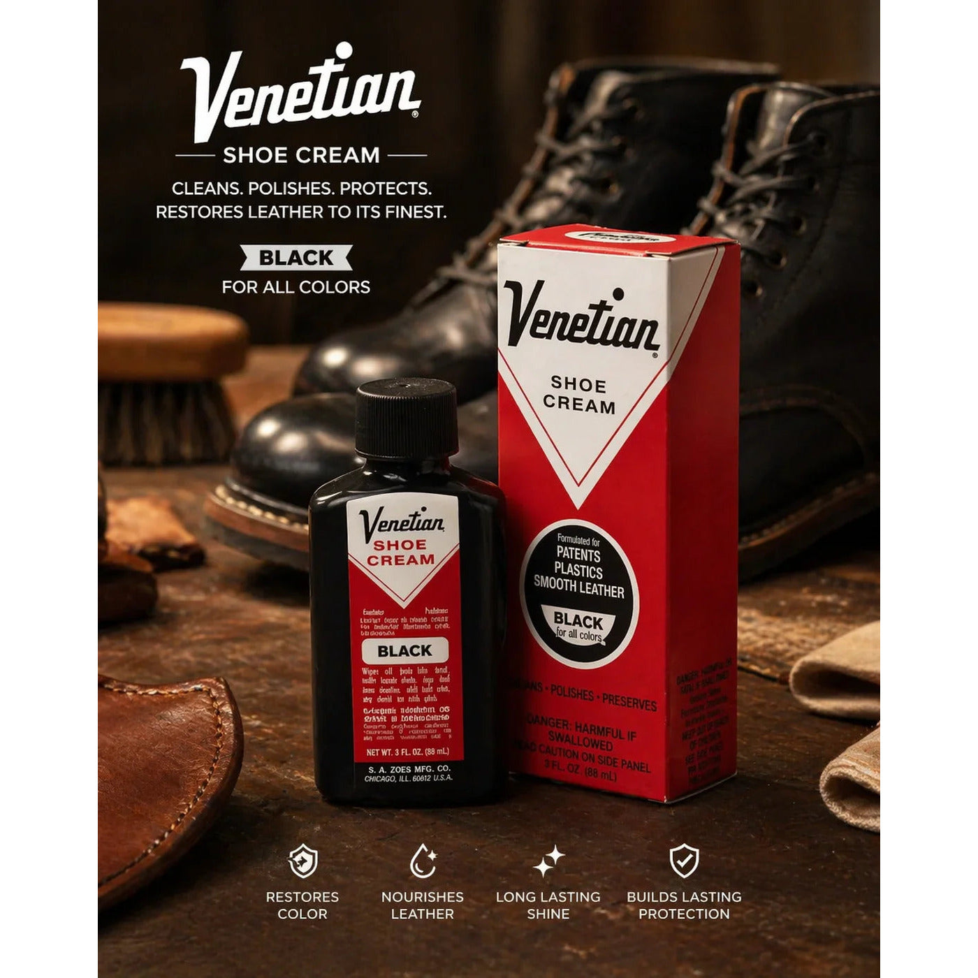 Black Venetian Shoe Cream, 3 oz