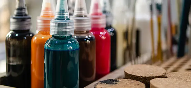 Leather dye bottles for bag restoration